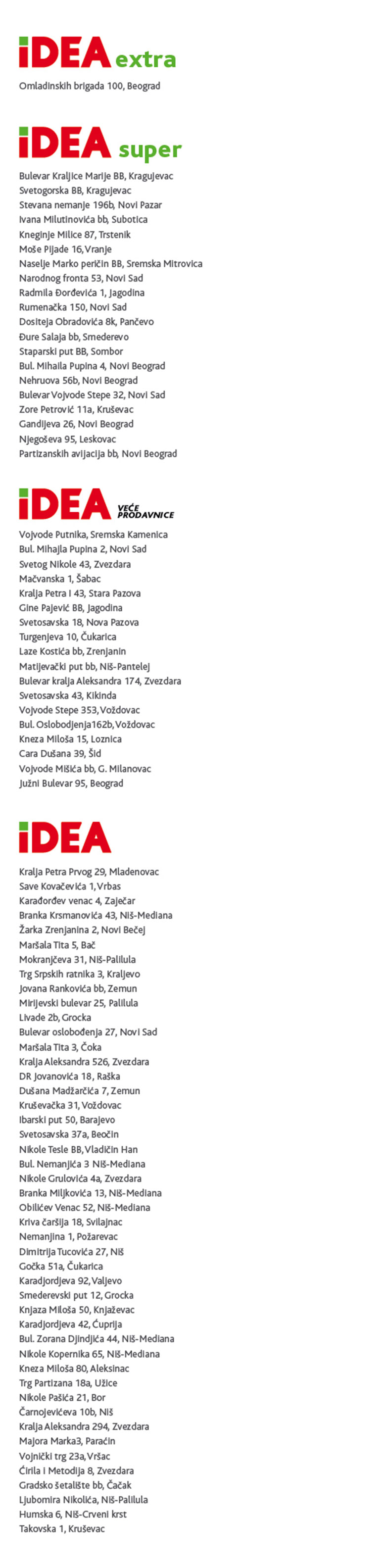 Spisak IDEA prodavnica u kojima možete kupiti MEHRZER jedinstveno inox posuđe