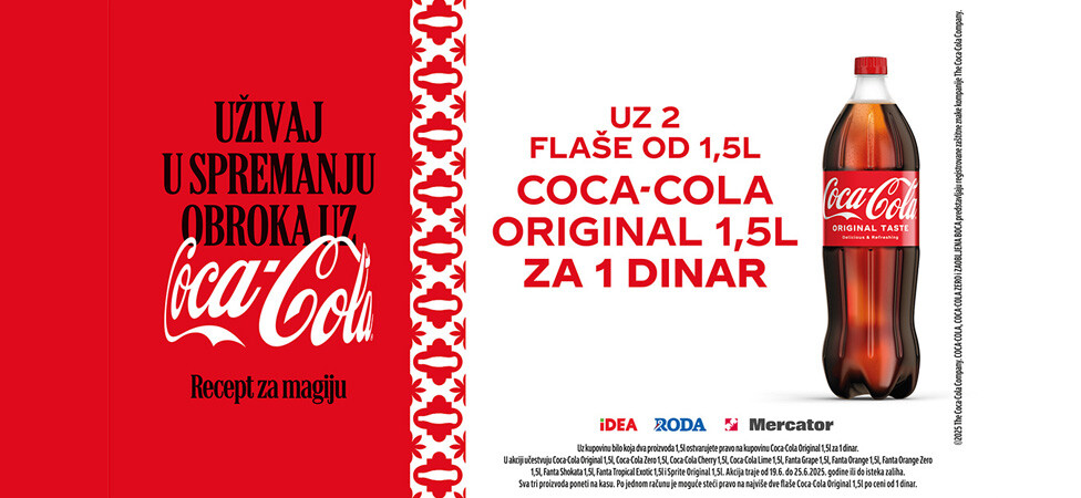Coca-Cola Original 1.5L za samo 1 dinar!